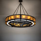 Meyda Lighting Smythe Craftsman 48" 16-Light Timeless Bronze Chandelier With Amber Frosted Glass, Silver Mica, Statuario Idalight Shade and Fan