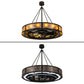 Meyda Lighting Smythe Craftsman 48" 16-Light Timeless Bronze Chandelier With Amber Frosted Glass, Silver Mica, Statuario Idalight Shade and Fan