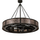 Meyda Lighting Smythe Craftsman 48" 16-Light Timeless Bronze Chandelier With Amber Frosted Glass, Silver Mica, Statuario Idalight Shade and Fan