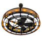 Meyda Lighting Smythe Craftsman 48" 16-Light Timeless Bronze Chandelier With Amber Frosted Glass, Silver Mica, Statuario Idalight Shade and Fan