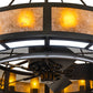 Meyda Lighting Smythe Craftsman 48" 16-Light Timeless Bronze Chandelier With Amber Frosted Glass, Silver Mica, Statuario Idalight Shade and Fan