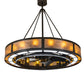 Meyda Lighting Smythe Craftsman 48" 16-Light Timeless Bronze Chandelier With Amber Frosted Glass, Silver Mica, Statuario Idalight Shade and Fan