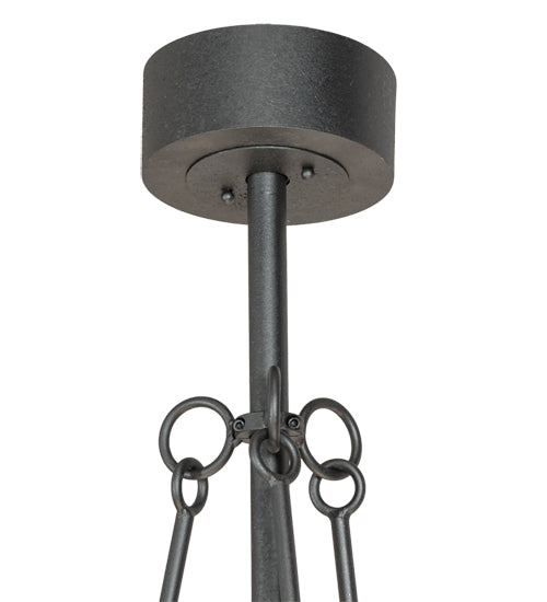 Meyda Lighting Smythe Craftsman 49" 12-Light Natural Iron Chandelier With Beige Sahara Taupe Idalight Shade and Fan