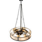 Meyda Lighting Smythe Craftsman 49" 12-Light Natural Iron Chandelier With Beige Sahara Taupe Idalight Shade and Fan