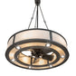 Meyda Lighting Smythe Craftsman 49" 12-Light Natural Iron Chandelier With Beige Sahara Taupe Idalight Shade and Fan