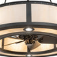 Meyda Lighting Smythe Craftsman 49" 12-Light Natural Iron Chandelier With Beige Sahara Taupe Idalight Shade and Fan
