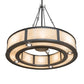 Meyda Lighting Smythe Craftsman 49" 12-Light Natural Iron Pendant Light With Beige Sahara Taupe Idalight Shade
