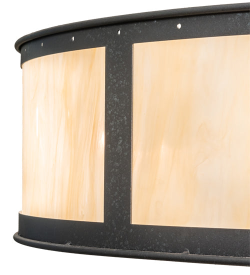 Meyda Lighting Smythe Craftsman 49" 12-Light Natural Iron Pendant Light With Beige Sahara Taupe Idalight Shade