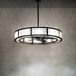Meyda Lighting Smythe Craftsman 56" 15-Light Old Wrought Iron Chandelier With Clear Rainstone Idalight Shade and Fan
