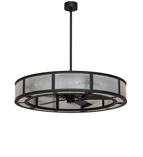 Meyda Lighting Smythe Craftsman 56" 15-Light Old Wrought Iron Chandelier With Clear Rainstone Idalight Shade and Fan