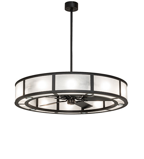 Meyda Lighting Smythe Craftsman 56" 15-Light Old Wrought Iron Chandelier With Clear Rainstone Idalight Shade and Fan