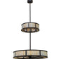 Meyda Lighting Smythe Craftsman 56" 16-Light 2-Tier Cafe Noir Chandelier With Randsburg Rock Idalight Shade Glass and Fan