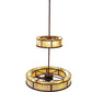 Meyda Lighting Smythe Craftsman 56" 16-Light 2-Tier Cafe Noir Chandelier With Randsburg Rock Idalight Shade Glass and Fan