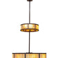 Meyda Lighting Smythe Craftsman 56" 16-Light 2-Tier Cafe Noir Chandelier With Randsburg Rock Idalight Shade Glass and Fan