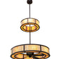 Meyda Lighting Smythe Craftsman 56" 16-Light 2-Tier Cafe Noir Chandelier With Randsburg Rock Idalight Shade Glass and Fan