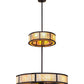 Meyda Lighting Smythe Craftsman 56" 16-Light 2-Tier Cafe Noir Chandelier With Randsburg Rock Idalight Shade Glass and Fan