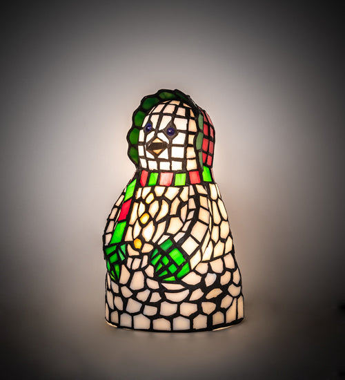 Meyda Lighting Snow Woman 9" Accent Table Lamp With Multi-Colored Shade Glass