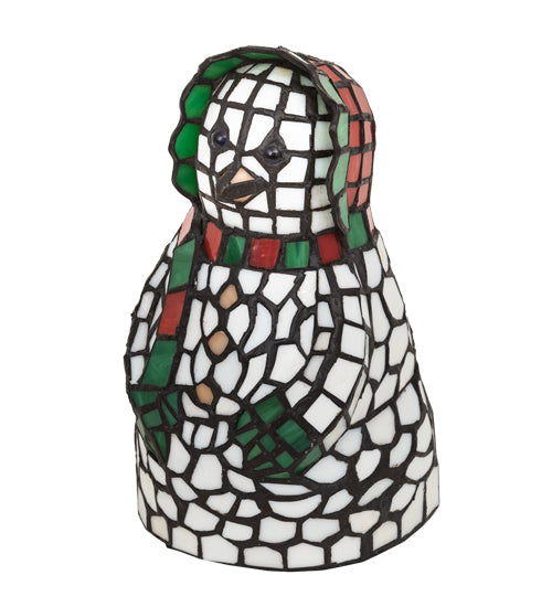 Meyda Lighting Snow Woman 9" Accent Table Lamp With Multi-Colored Shade Glass