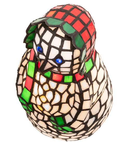 Meyda Lighting Snow Woman 9" Accent Table Lamp With Multi-Colored Shade Glass