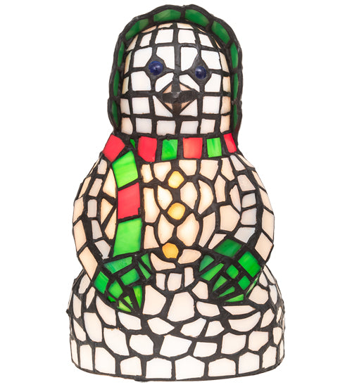 Meyda Lighting Snow Woman 9" Accent Table Lamp With Multi-Colored Shade Glass
