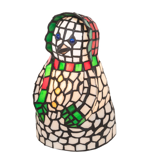 Meyda Lighting Snow Woman 9" Accent Table Lamp With Multi-Colored Shade Glass