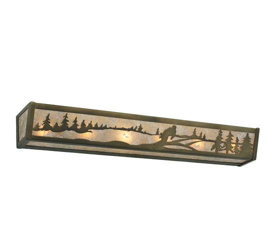 Meyda Lighting Snowborder 36" 6-Light Antique Copper Vanity Light With Silver Mica Shade Glass