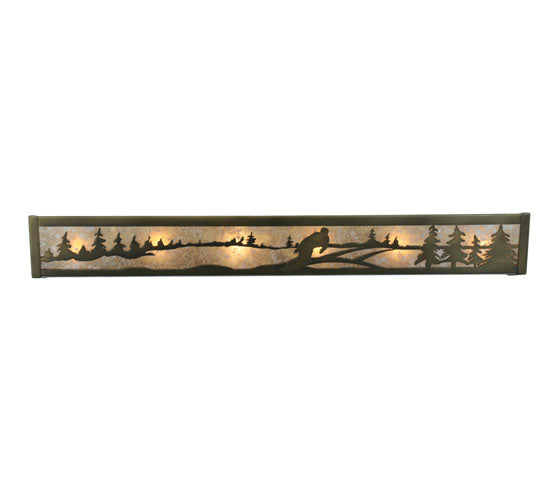 Meyda Lighting Snowborder 36" 6-Light Antique Copper Vanity Light With Silver Mica Shade Glass