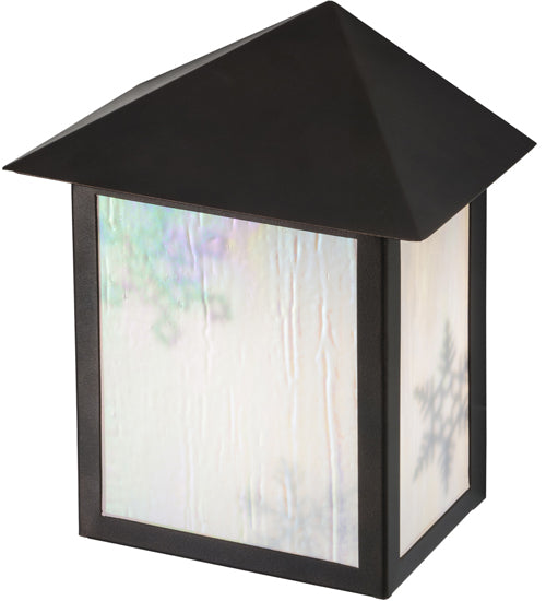 Meyda Lighting Snowflake 11" Mahogany Bronze Wall Sconce With White Iridescent Shade Glass