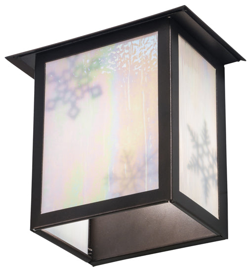 Meyda Lighting Snowflake 11" Mahogany Bronze Wall Sconce With White Iridescent Shade Glass