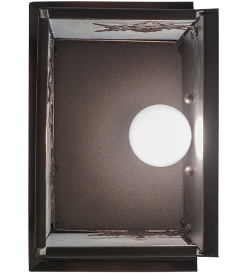 Meyda Lighting Snowflake 11" Mahogany Bronze Wall Sconce With White Iridescent Shade Glass