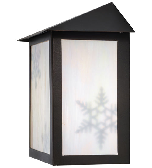 Meyda Lighting Snowflake 11" Mahogany Bronze Wall Sconce With White Iridescent Shade Glass
