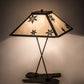 Meyda Lighting Snowflake 28" Mahogany Bronze Table Lamp With Beige Sahara Taupe Shade Glass