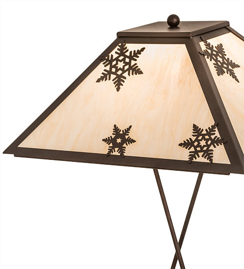 Meyda Lighting Snowflake 28" Mahogany Bronze Table Lamp With Beige Sahara Taupe Shade Glass