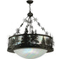 Meyda Lighting Snowflake 32" 3-Light Oil Rubbed Bronze Inverted Pendant Light With Iridescent White Shade Glass
