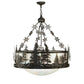 Meyda Lighting Snowflake 32" 3-Light Oil Rubbed Bronze Inverted Pendant Light With Iridescent White Shade Glass