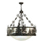 Meyda Lighting Snowflake 32" 3-Light Oil Rubbed Bronze Inverted Pendant Light With Iridescent White Shade Glass