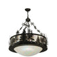 Meyda Lighting Snowflake 32" 3-Light Oil Rubbed Bronze Inverted Pendant Light With Iridescent White Shade Glass