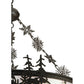 Meyda Lighting Snowflake 32" 3-Light Oil Rubbed Bronze Inverted Pendant Light With Iridescent White Shade Glass