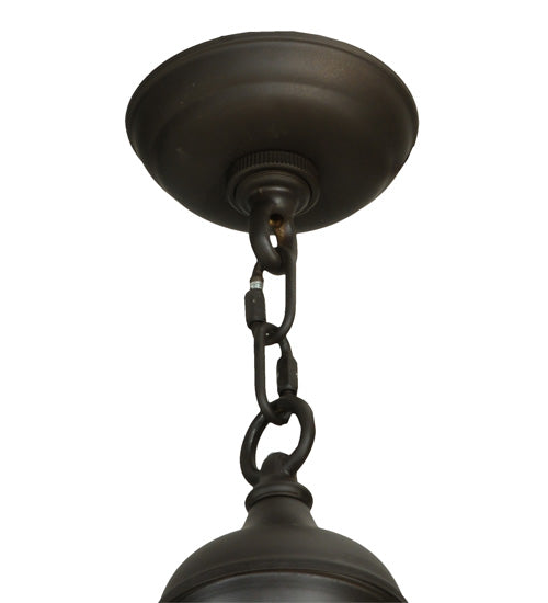 Meyda Lighting Snowflake 32" 3-Light Oil Rubbed Bronze Inverted Pendant Light With Iridescent White Shade Glass