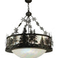 Meyda Lighting Snowflake 32" 3-Light Oil Rubbed Bronze Inverted Pendant Light With Iridescent White Shade Glass
