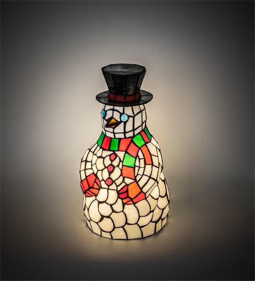 Meyda Lighting Snowman 14" Accent Table Lamp With Multi-Colored Shade Glass