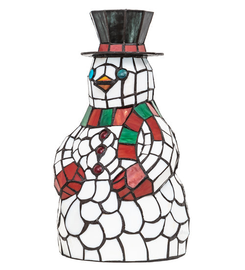 Meyda Lighting Snowman 14" Accent Table Lamp With Multi-Colored Shade Glass
