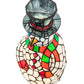 Meyda Lighting Snowman 14" Accent Table Lamp With Multi-Colored Shade Glass