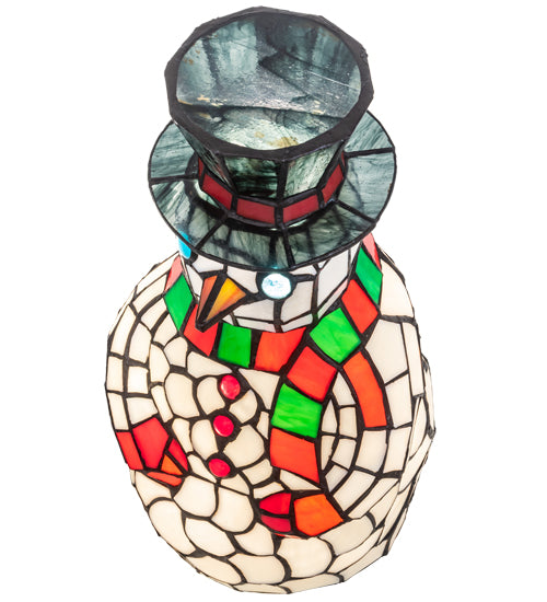 Meyda Lighting Snowman 14" Accent Table Lamp With Multi-Colored Shade Glass