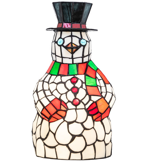 Meyda Lighting Snowman 14" Accent Table Lamp With Multi-Colored Shade Glass
