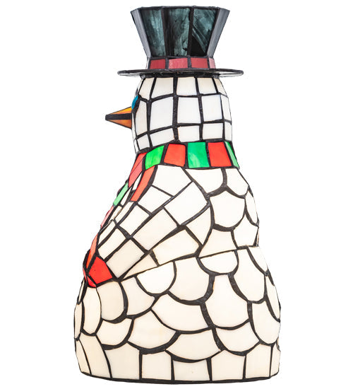 Meyda Lighting Snowman 14" Accent Table Lamp With Multi-Colored Shade Glass