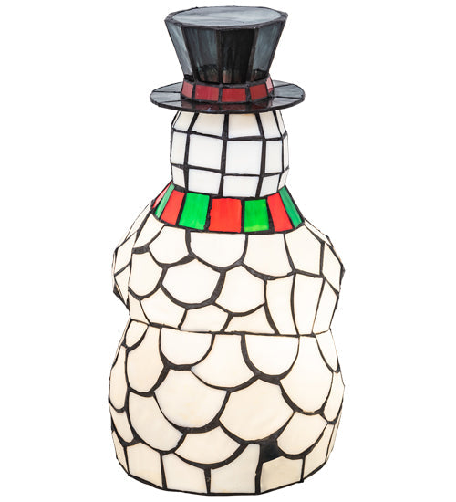 Meyda Lighting Snowman 14" Accent Table Lamp With Multi-Colored Shade Glass