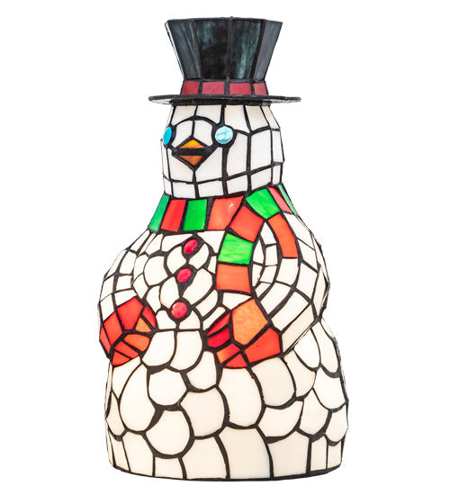 Meyda Lighting Snowman 14" Accent Table Lamp With Multi-Colored Shade Glass