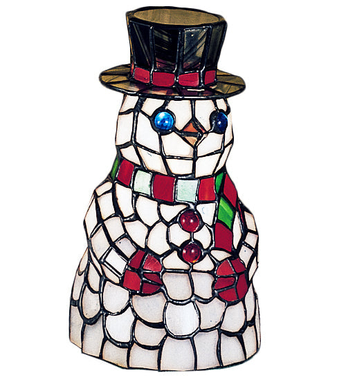 Meyda Lighting Snowman 9" Accent Table Lamp With Multi-Colored Shade Glass