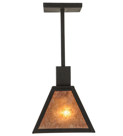 Meyda Lighting Soffe 11" Dark Roast Pendant Light With Silver Mica Shade Glass